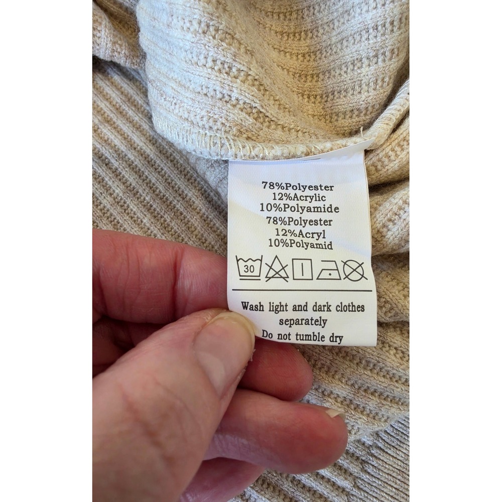 NWT PJ Paul Jones‎ Mens Ribbed Knit Crewneck Sweater Beige Sz S Preppy Old Money - Picture 4 of 7